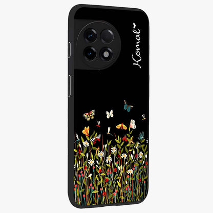 Dark Bloom Wonderland Custom Name Glass Case for OnePlus 11R |1+11R