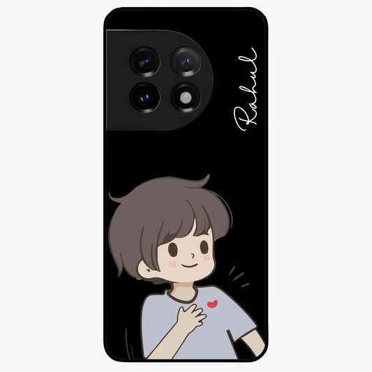 Cute Boy Heart Reaction Glass Case for OnePlus 11 |1+11