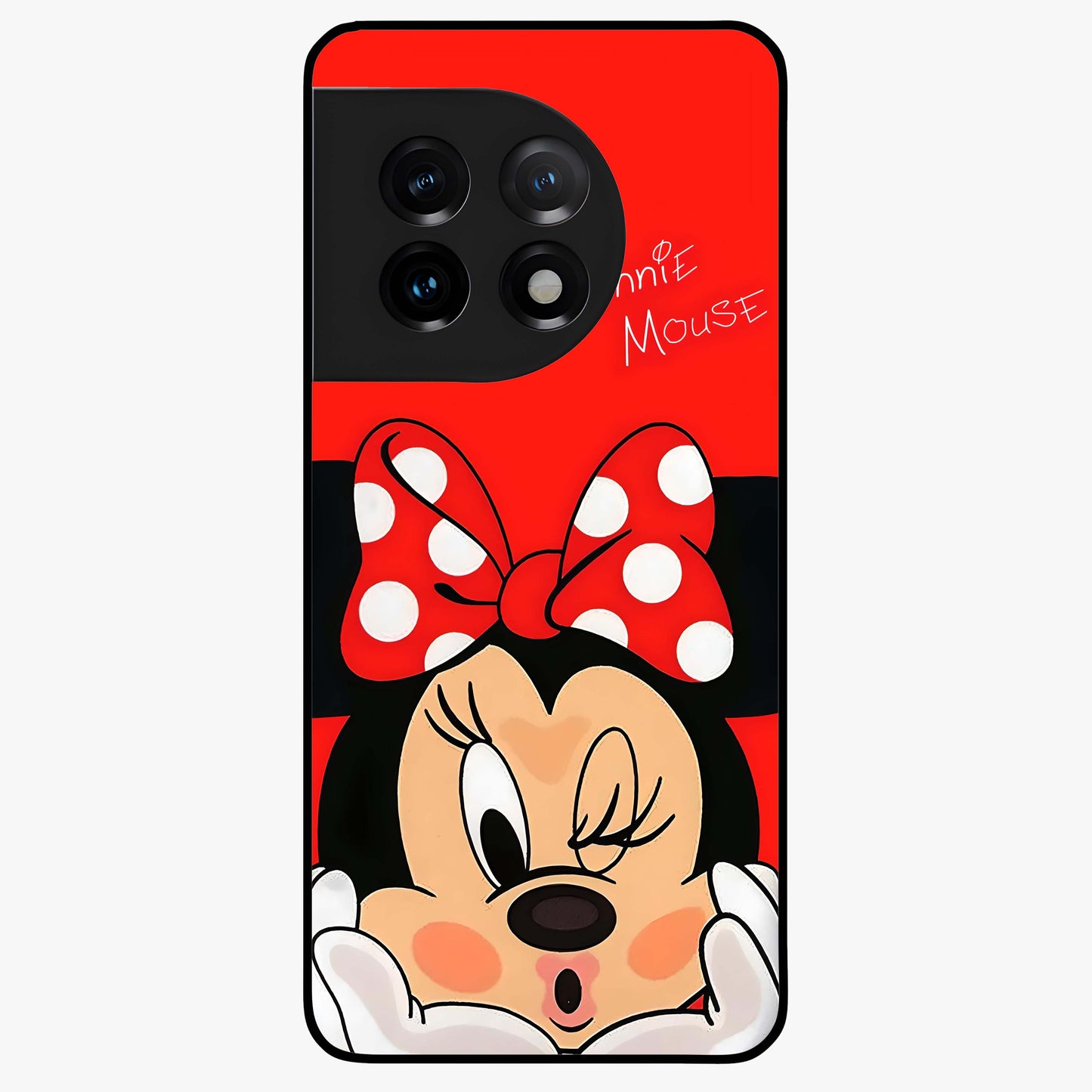 Cute Minnie Love Custom Name Glass Case for OnePlus 11R |1+11R