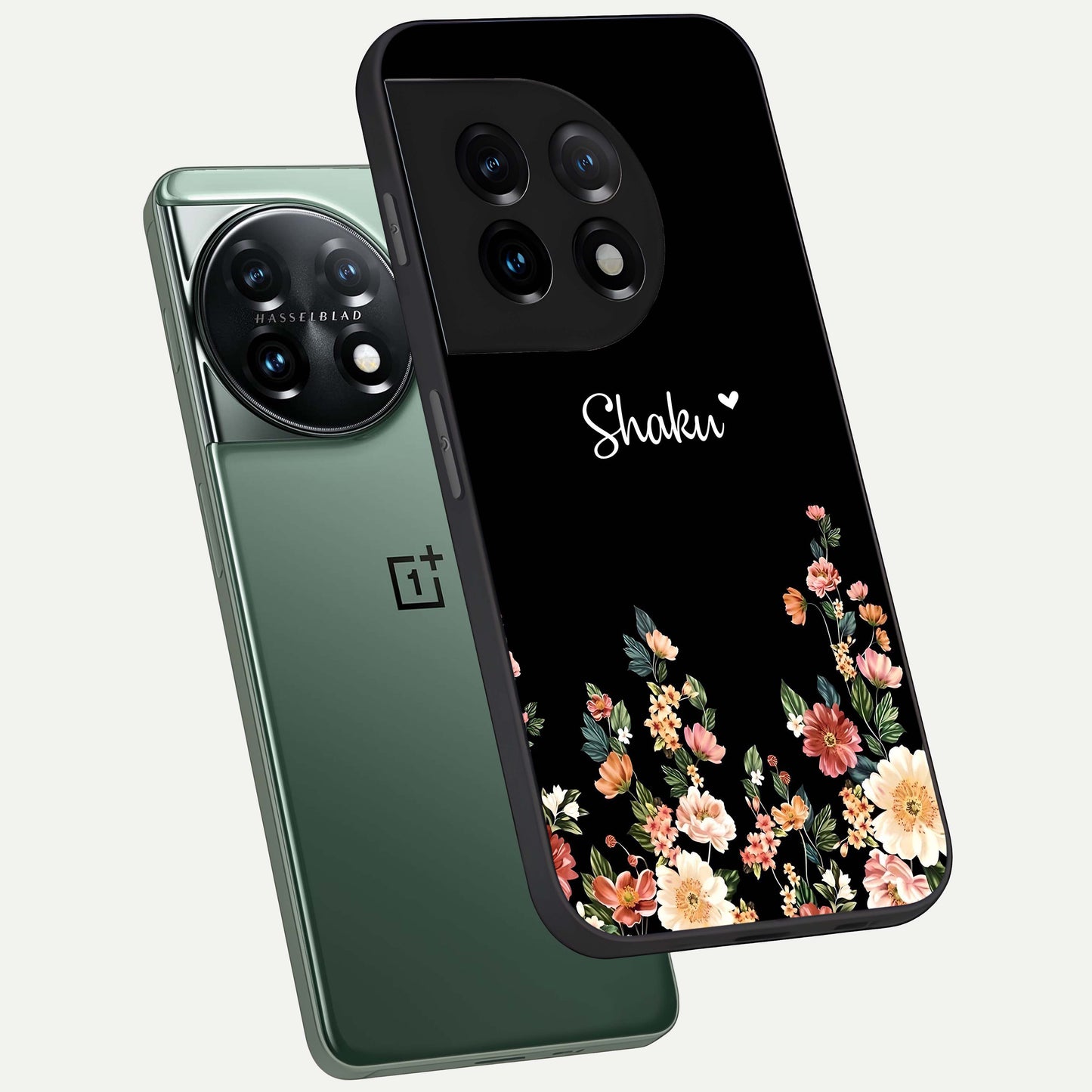 Floral Design With a Custom Personalized Name Glass Case for OnePlus 11 |1+11