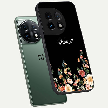Floral Design With a Custom Personalized Name Glass Case for OnePlus 11 |1+11