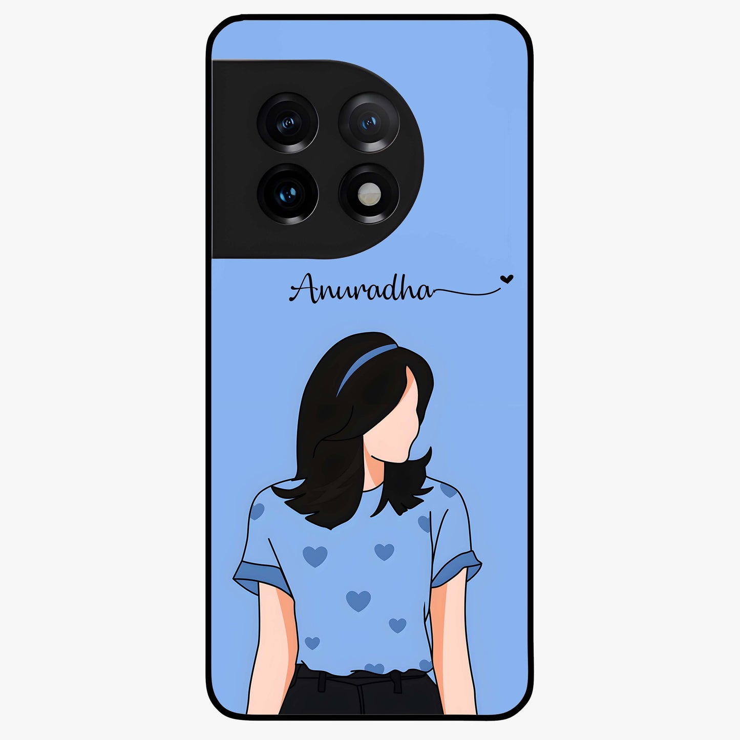 Soft Hearts Girl Custom Name Glass Case for OnePlus 11 |1+11