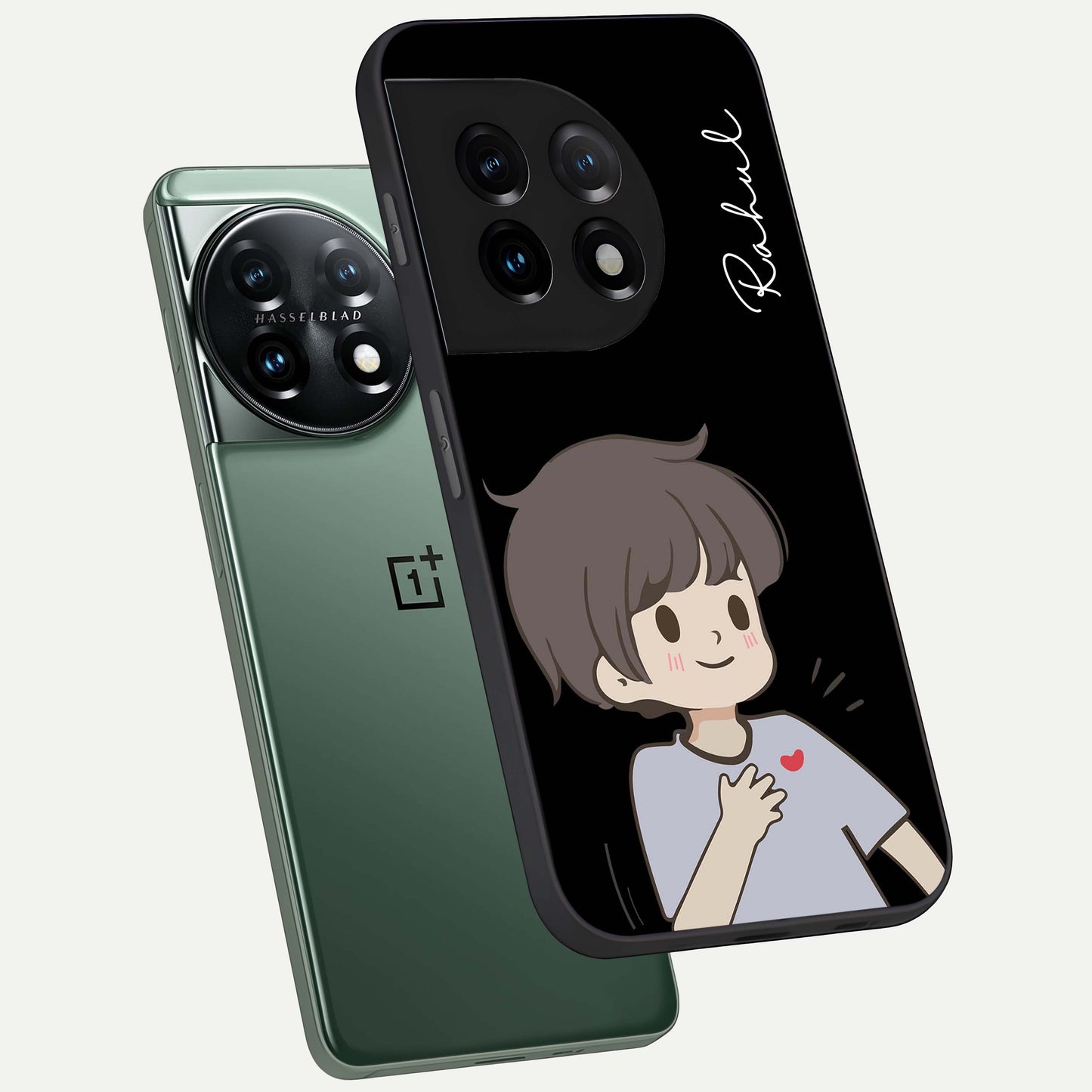 Cute Boy Heart Reaction Glass Case for OnePlus 11 |1+11