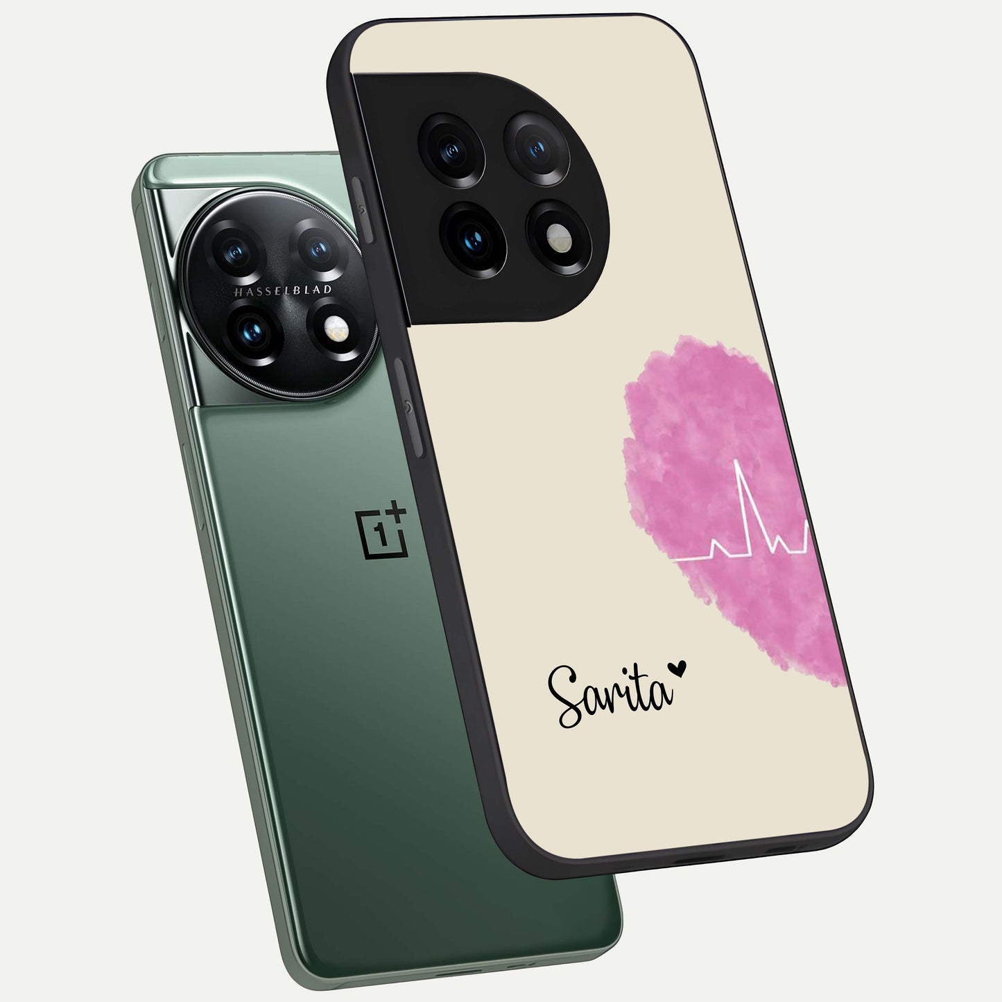 Heartbeat of Love Custom Name Glass Case for OnePlus 11 |1+11