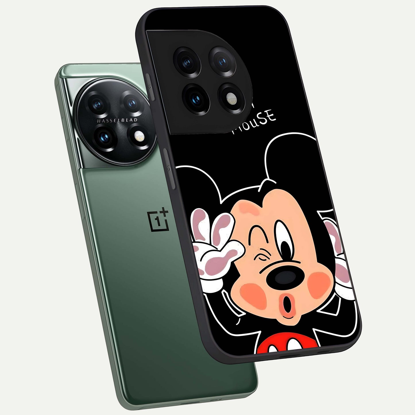 Cute Mickey Love Custom Name Glass Case for OnePlus 11 |1+11