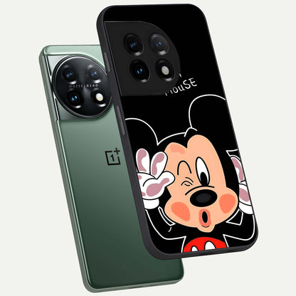 Cute Mickey Love Custom Name Glass Case for OnePlus 11 |1+11