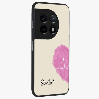 Heartbeat of Love Custom Name Glass Case for OnePlus 11 |1+11