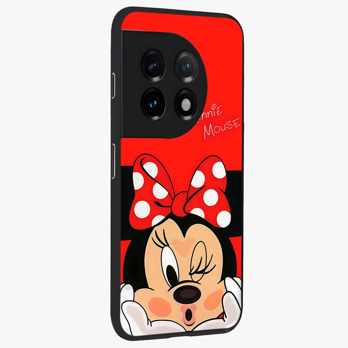 Cute Minnie Love Custom Name Glass Case for OnePlus 11R |1+11R