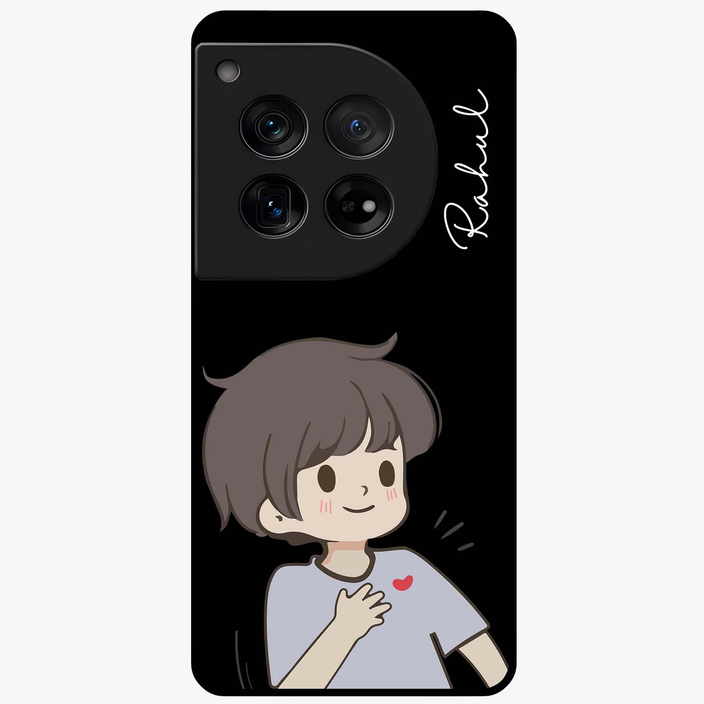 Cute Boy Heart Reaction Glass Case for OnePlus 12 |1+12