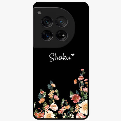 Floral Design With a Custom Personalized Name Glass Case for OnePlus 12 |1+12