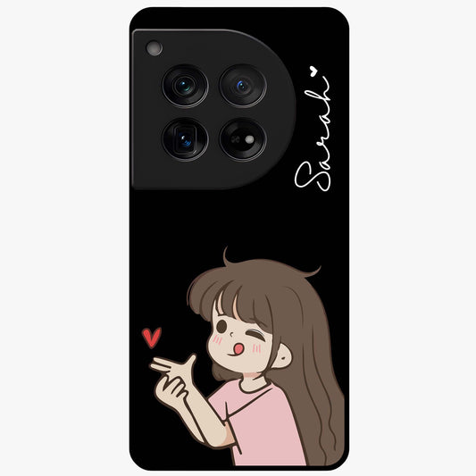 Cute Girl Firing Heart Glass Case for OnePlus 12 |1+12
