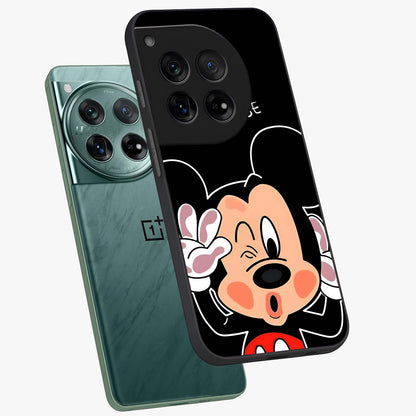 Cute Mickey Love Custom Name Glass Case for OnePlus 12 |1+12