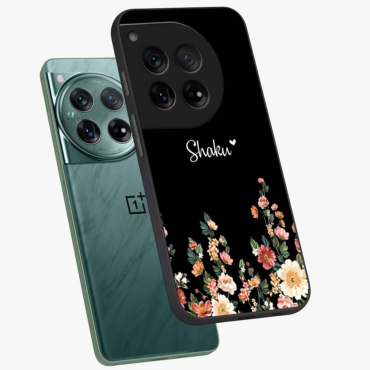 Floral Design With a Custom Personalized Name Glass Case for OnePlus 12 |1+12