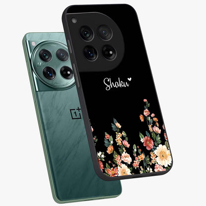 Floral Design With a Custom Personalized Name Glass Case for OnePlus 12 |1+12