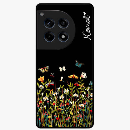 Dark Bloom Wonderland Custom Name Glass Case for OnePlus 12R |1+12R