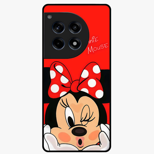 Cute Minnie Love Custom Name Glass Case for OnePlus 12R |1+12R