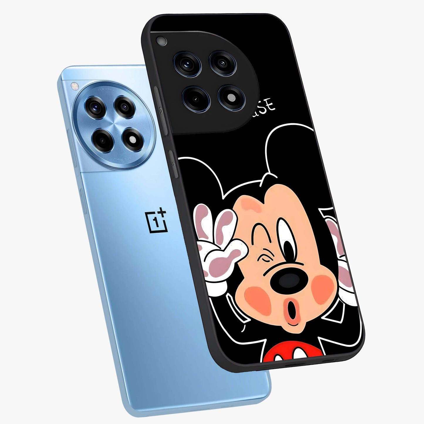 Cute Mickey Love Custom Name Glass Case for OnePlus 12R |1+12R