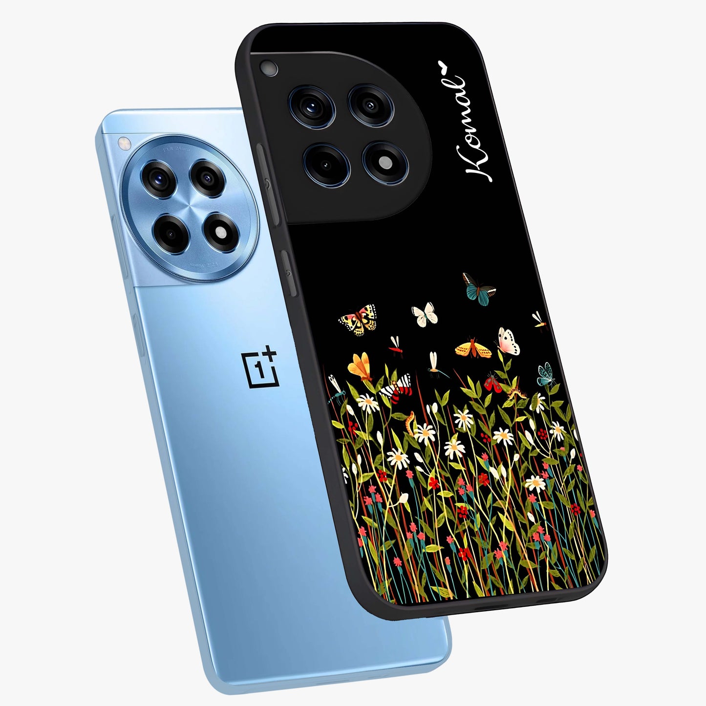 Dark Bloom Wonderland Custom Name Glass Case for OnePlus 12R |1+12R