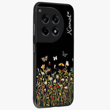Dark Bloom Wonderland Custom Name Glass Case for OnePlus 12R |1+12R
