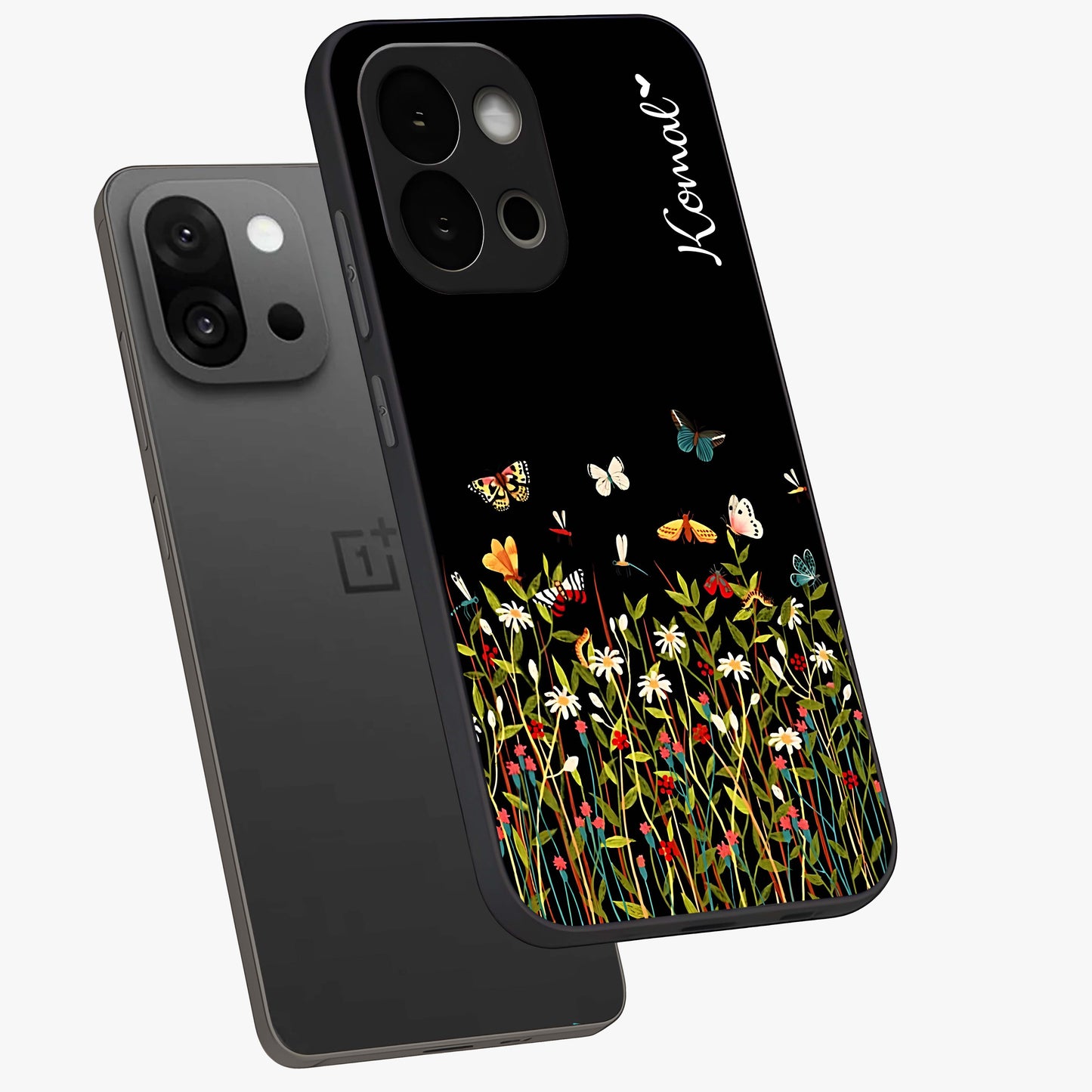 Dark Bloom Wonderland Custom Name Glass Case for OnePlus 13S |1+13S