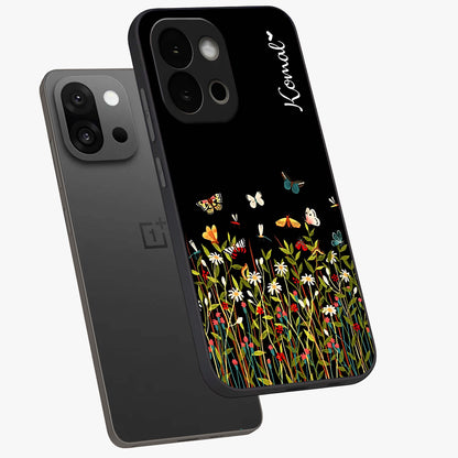 Dark Bloom Wonderland Custom Name Glass Case for OnePlus 13S |1+13S