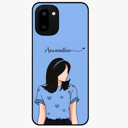 Soft Hearts Girl Custom Name Glass Case for OnePlus 15R |1+15R