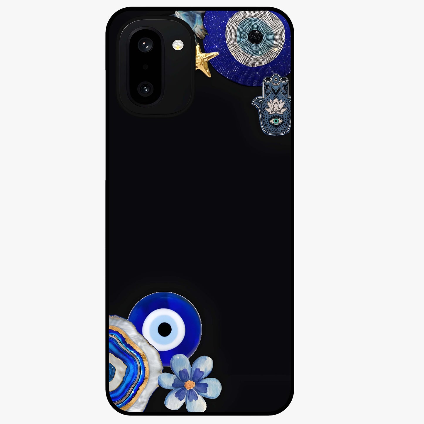 Aesthetic Blue Evil Eye Glass Case for OnePlus 15R |1+15R