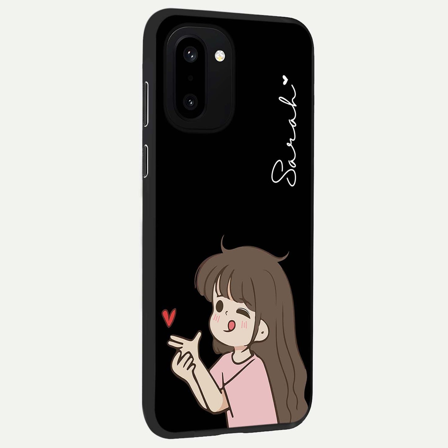 Cute Girl Firing Heart Glass Case for OnePlus 15R |1+15R