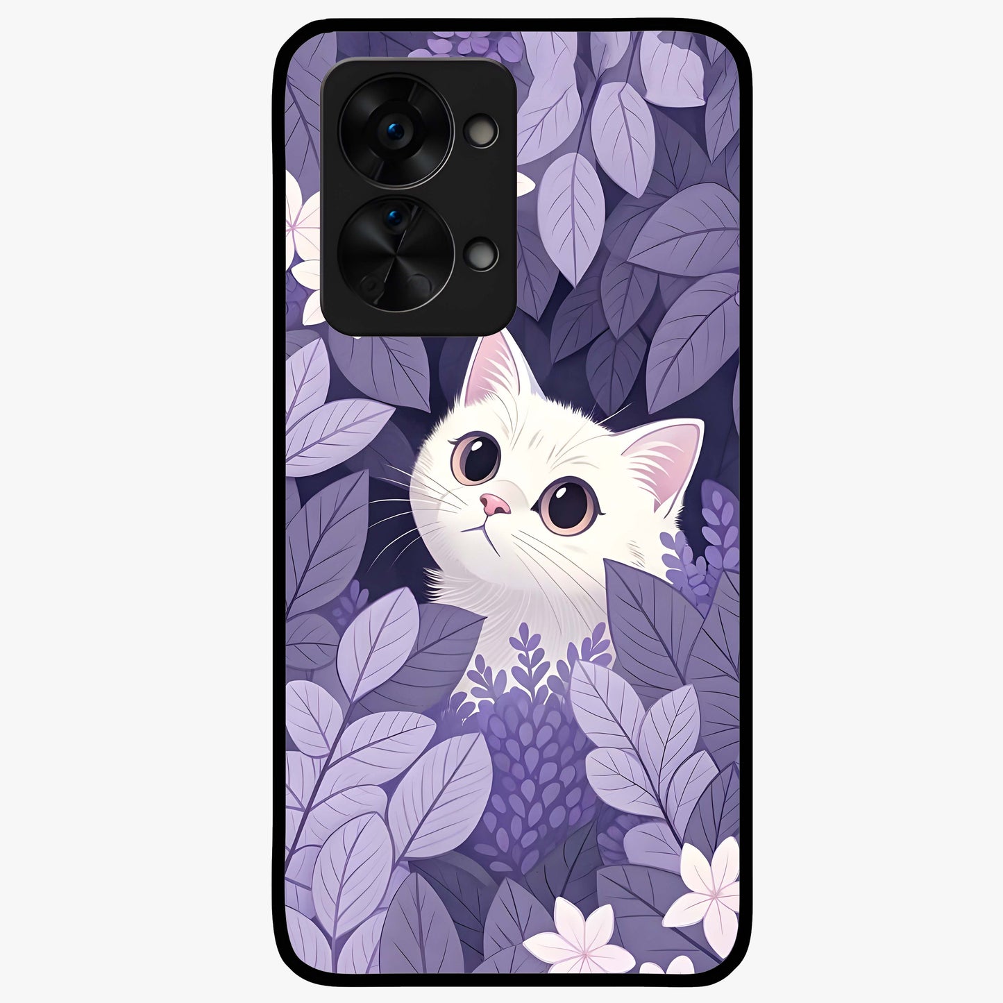 Lilac Hide Peek Cat Glass Case for OnePlus Nord 2T |1+Nord 2T