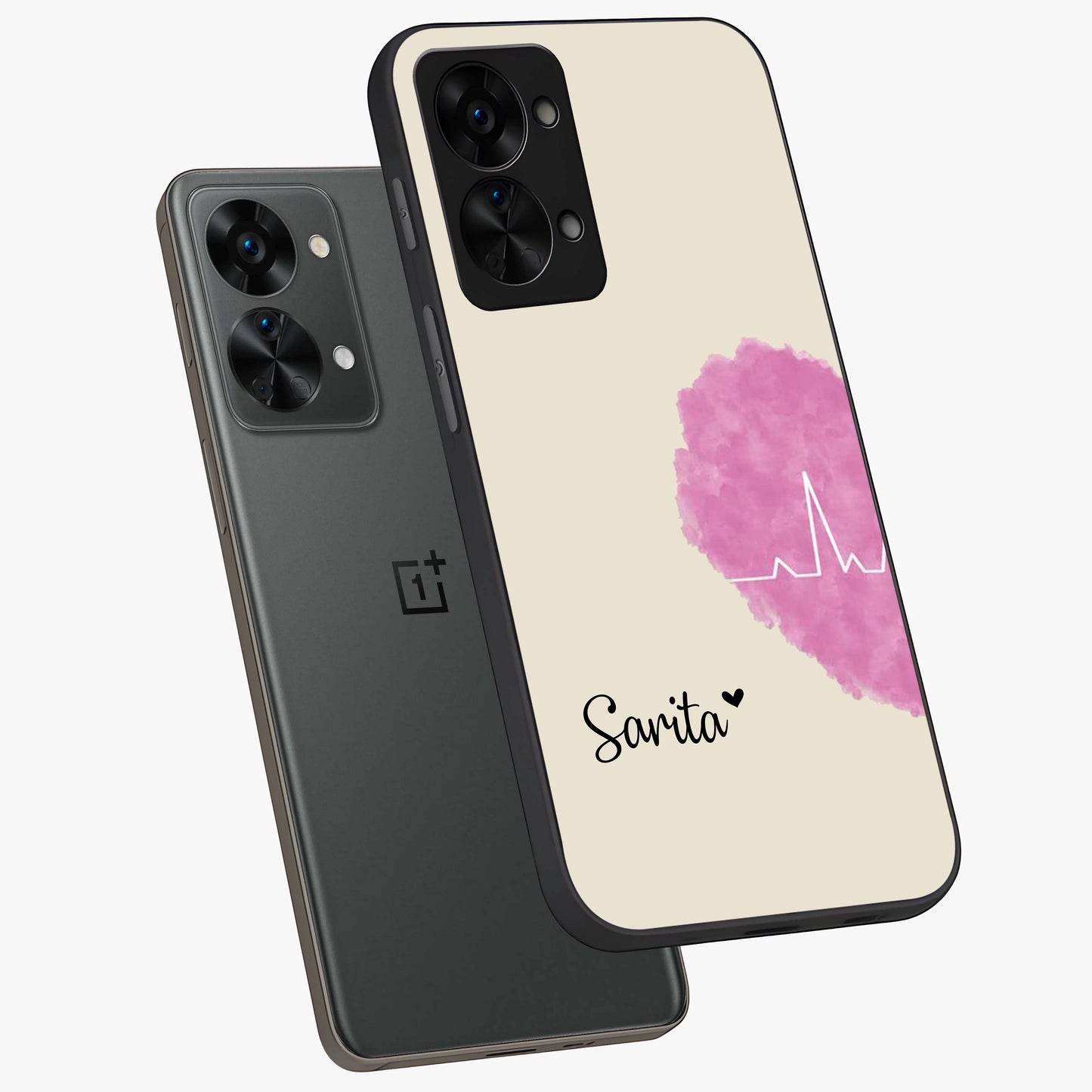 Heartbeat of Love Custom Name Glass Case for OnePlus Nord 2T |1+Nord 2T