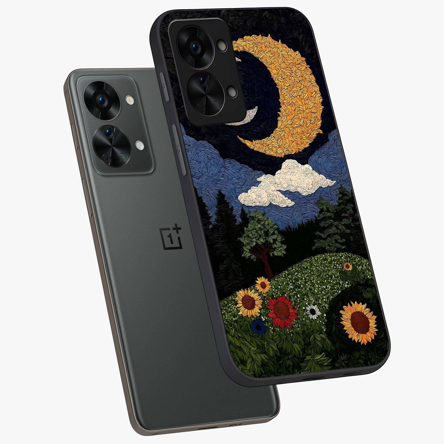 Sun and Moonflowers Glass Case for OnePlus Nord 2T |1+Nord 2T