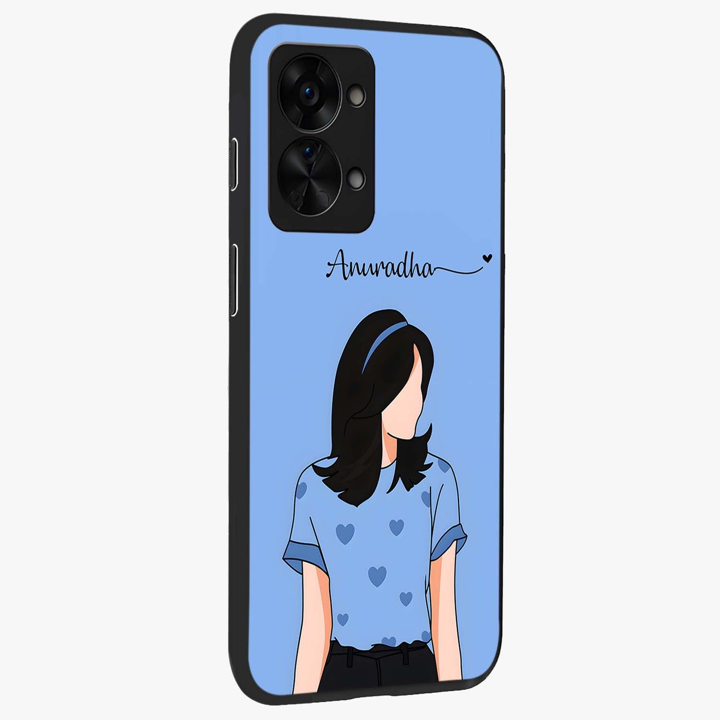 Soft Hearts Girl Custom Name Glass Case for OnePlus Nord 2T |1+Nord 2T