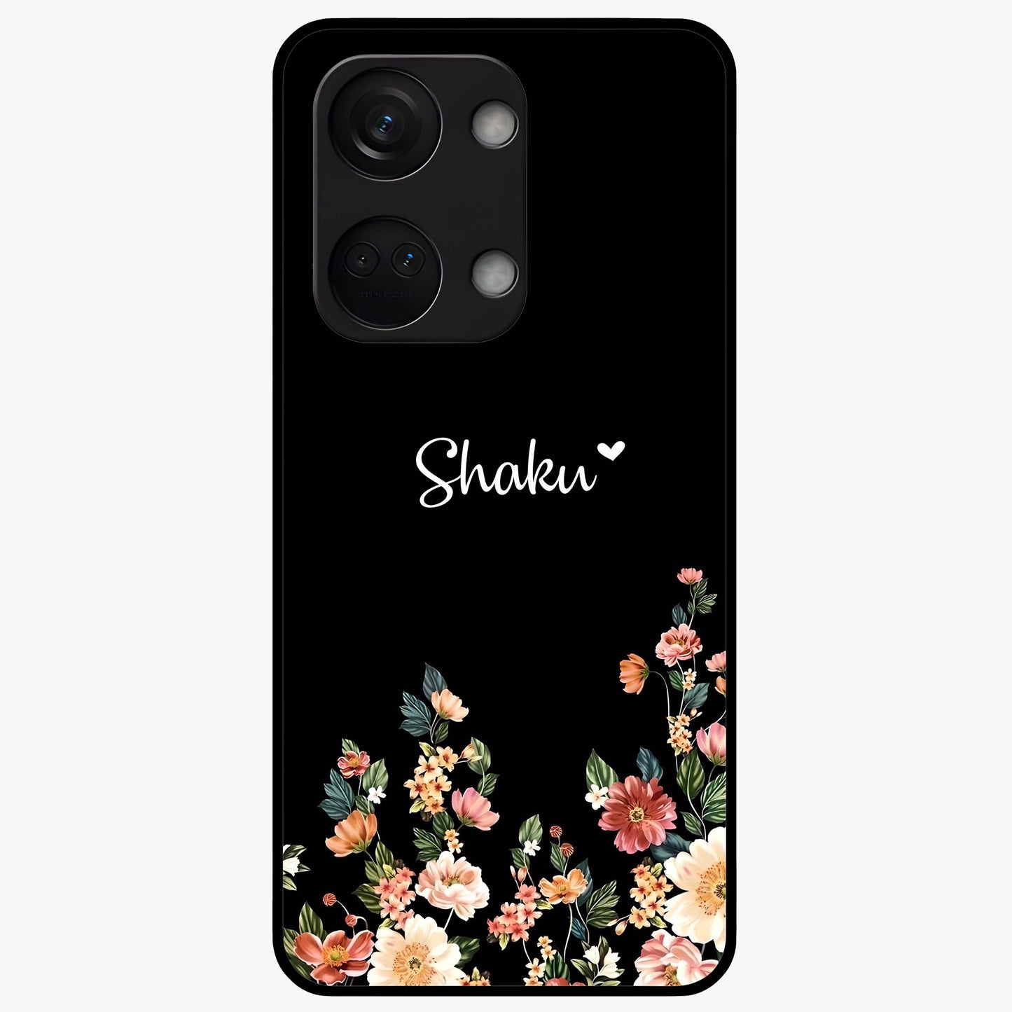 Floral Design With a Custom Personalized Name Glass Case for OnePlus Nord 3 |1+Nord 3