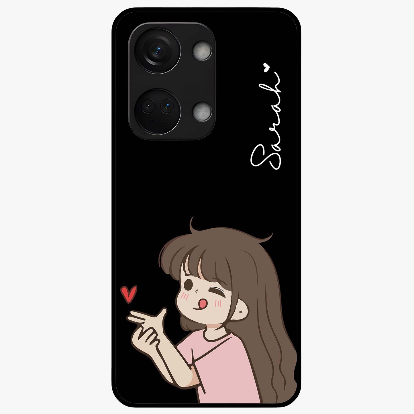 Cute Girl Firing Heart Glass Case for OnePlus Nord 3 |1+Nord 3