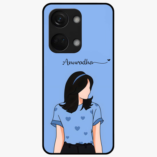 Soft Hearts Girl Custom Name Glass Case for OnePlus Nord 3 |1+Nord 3