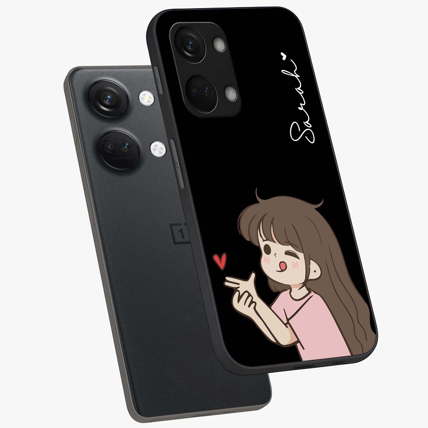 Cute Girl Firing Heart Glass Case for OnePlus Nord 3 |1+Nord 3