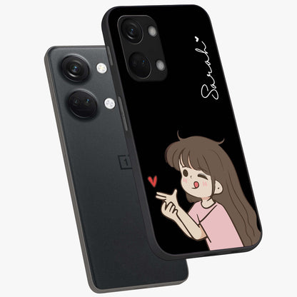 Cute Girl Firing Heart Glass Case for OnePlus Nord 3 |1+Nord 3