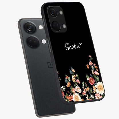 Floral Design With a Custom Personalized Name Glass Case for OnePlus Nord 3 |1+Nord 3