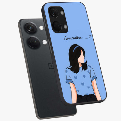 Soft Hearts Girl Custom Name Glass Case for OnePlus Nord 3 |1+Nord 3