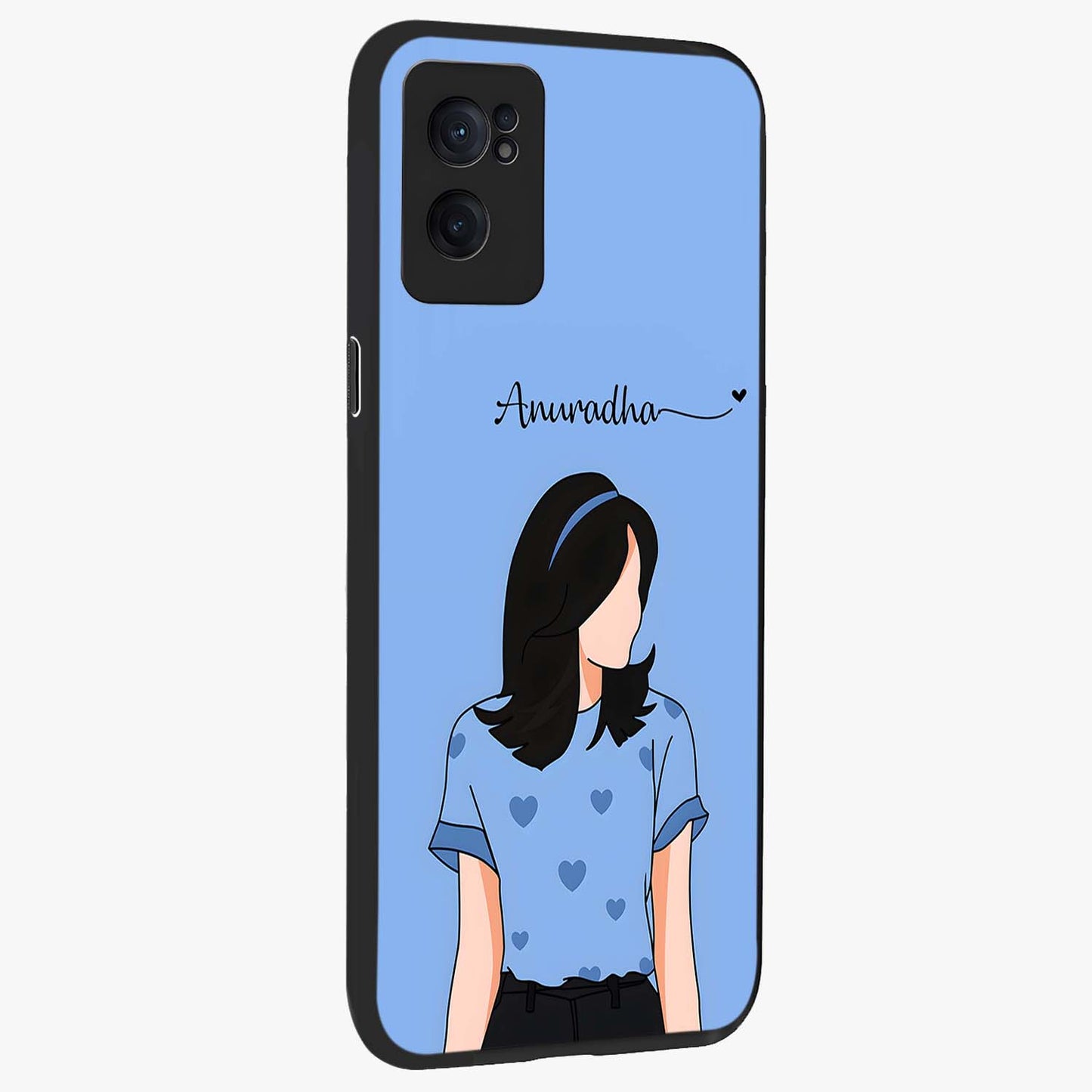 Soft Hearts Girl Custom Name Glass Case for OnePlus Nord CE 2 |1+Nord CE 2