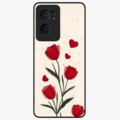 Romantic Tulip Hearts Glass Case for OnePlus Nord CE 2 |1+Nord CE 2