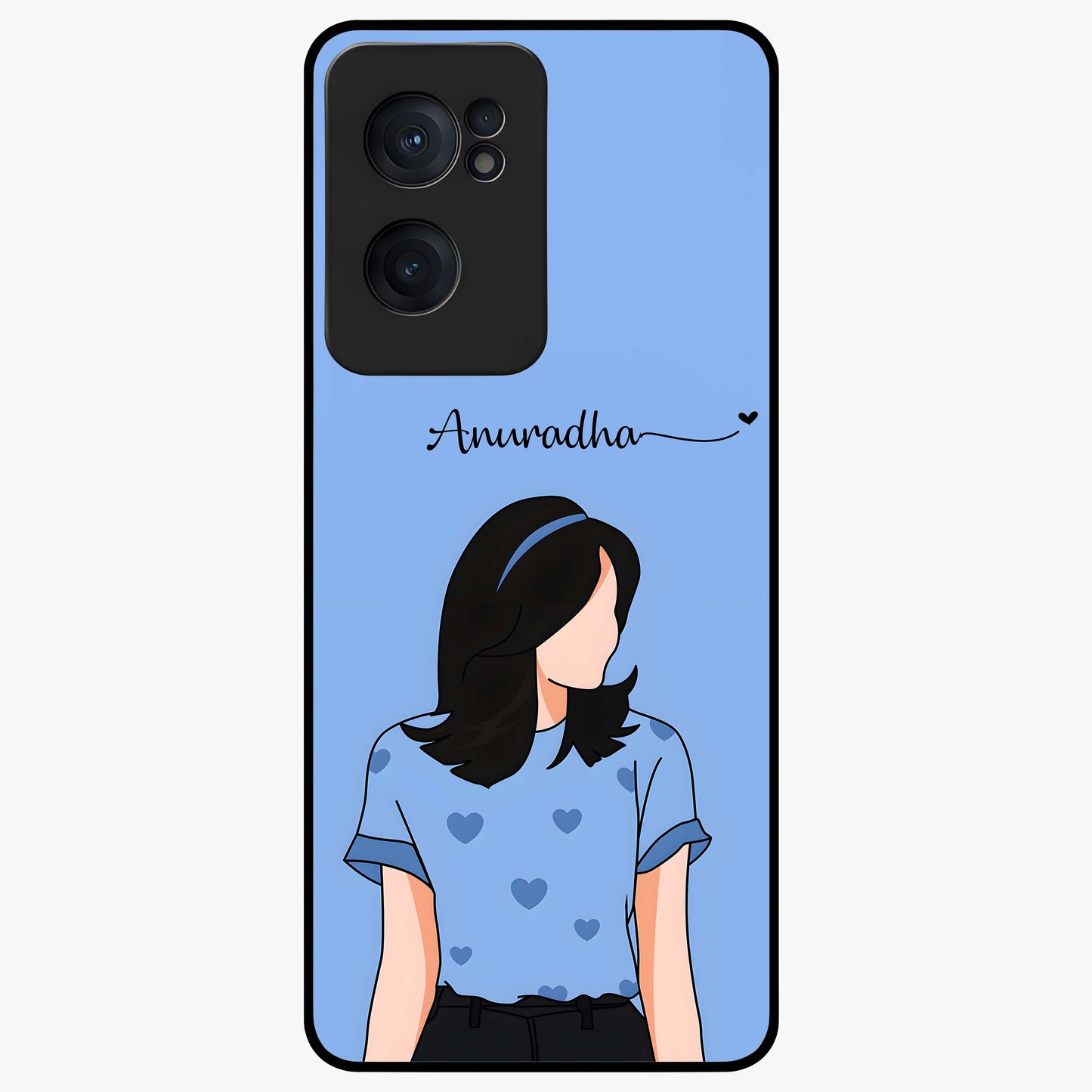 Soft Hearts Girl Custom Name Glass Case for OnePlus Nord CE 2 |1+Nord CE 2