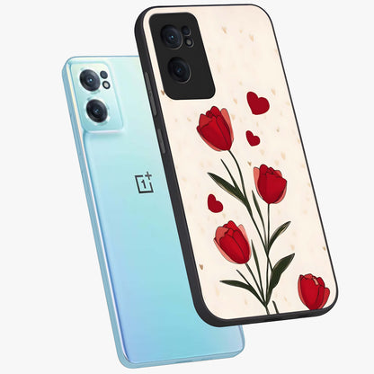 Romantic Tulip Hearts Glass Case for OnePlus Nord CE 2 |1+Nord CE 2