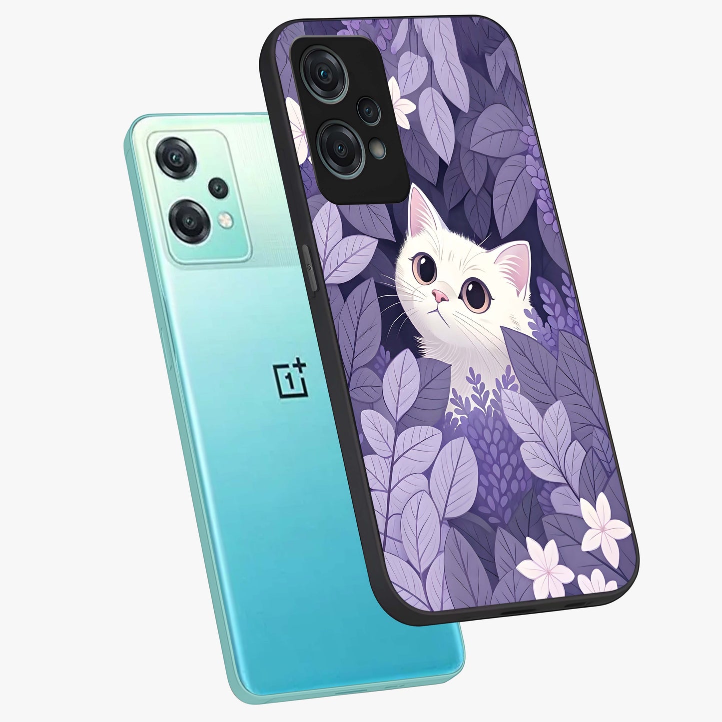 Lilac Hide Peek Cat Glass Case for OnePlus Nord Ce 2 Lite |1+Nord Ce 2 Lite