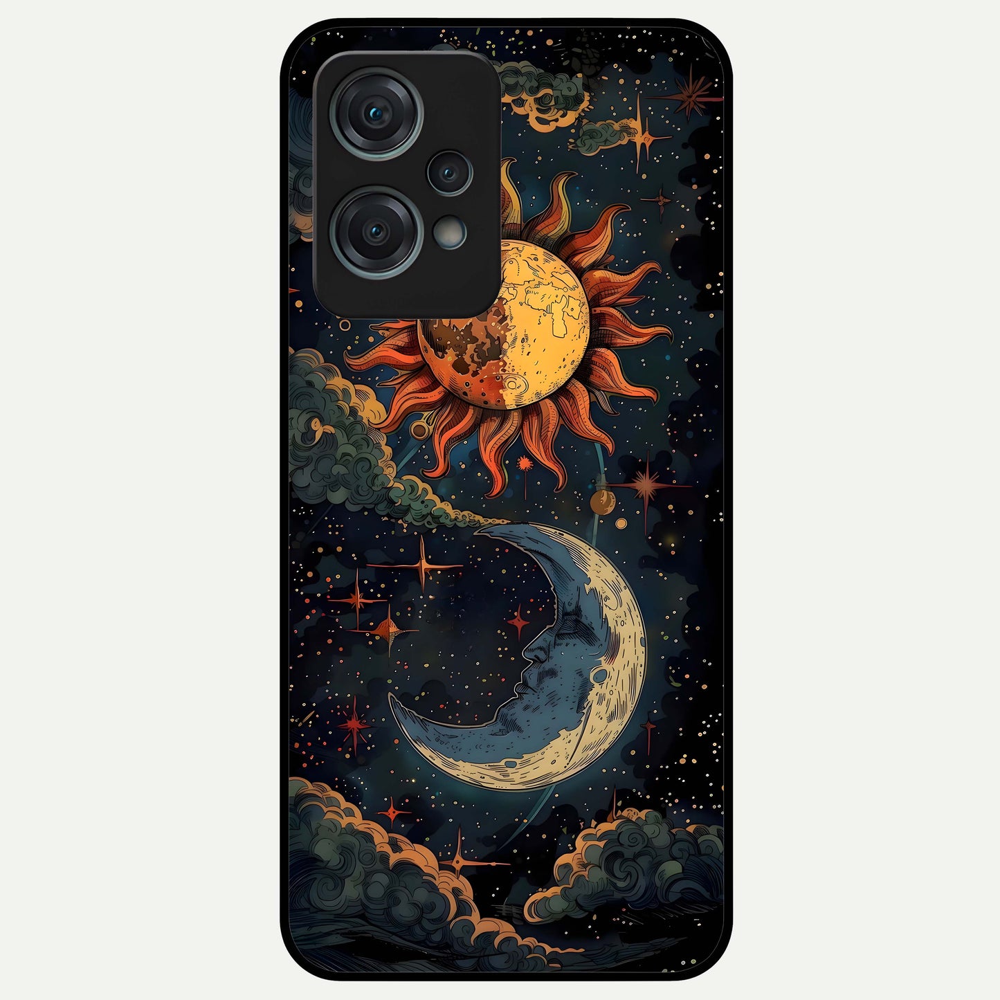 Sun and Moon Magic Design  Glass Case for OnePlus Nord CE 2 Lite |1+Nord CE 2 Lite