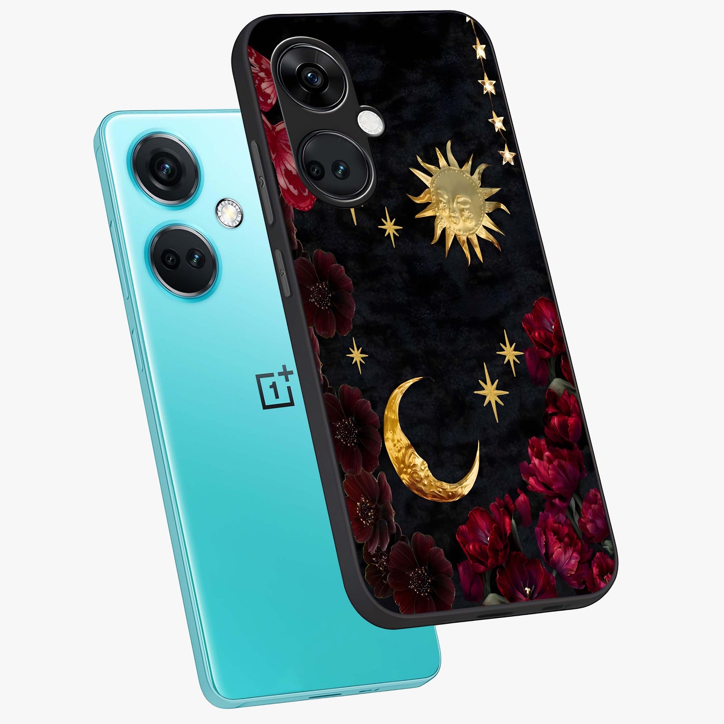 Sun Moon Flowers Glass Case for OnePlus Nord Ce 3 |1+Nord Ce 3