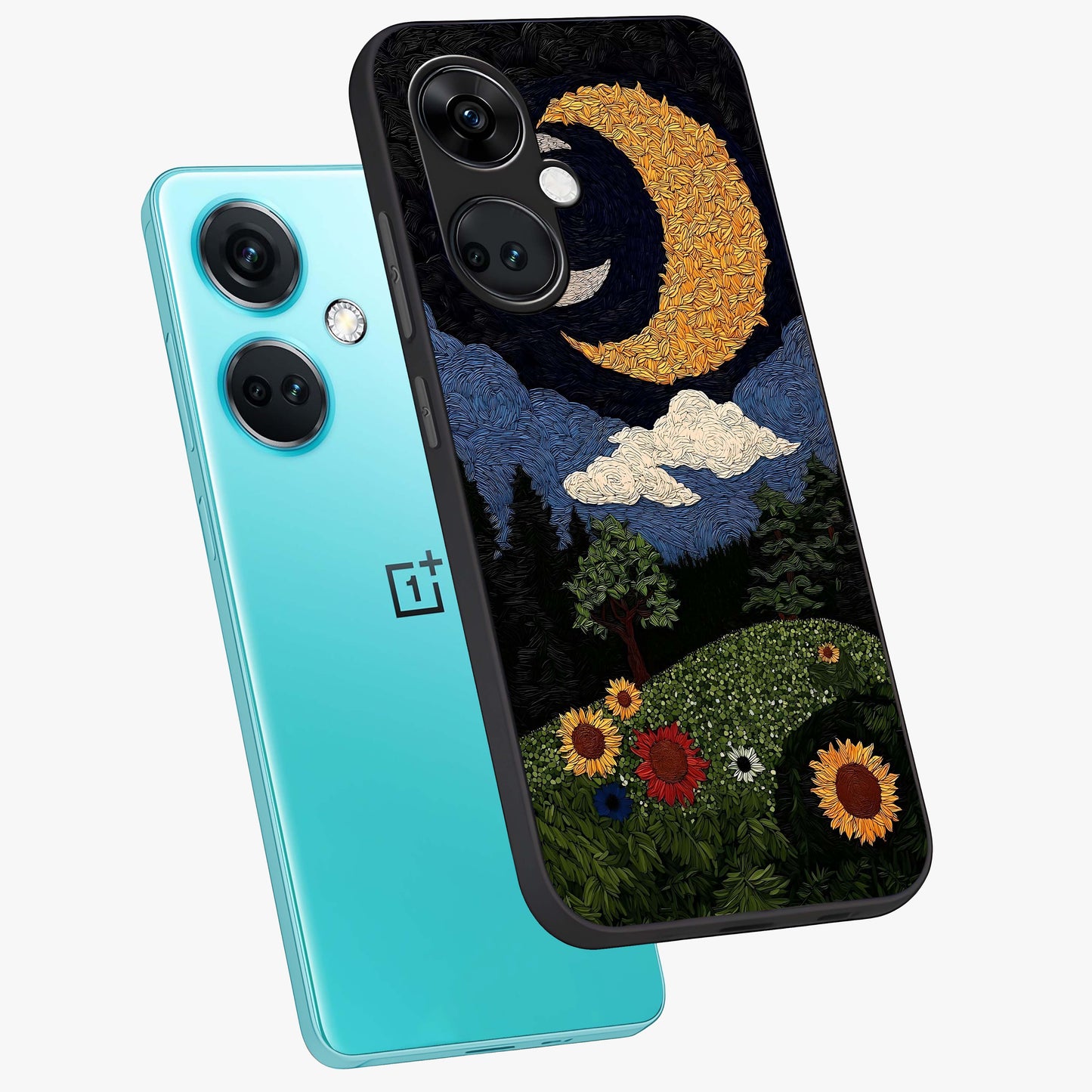 Sun and Moonflowers Glass Case for OnePlus Nord CE 3 |1+Nord CE 3