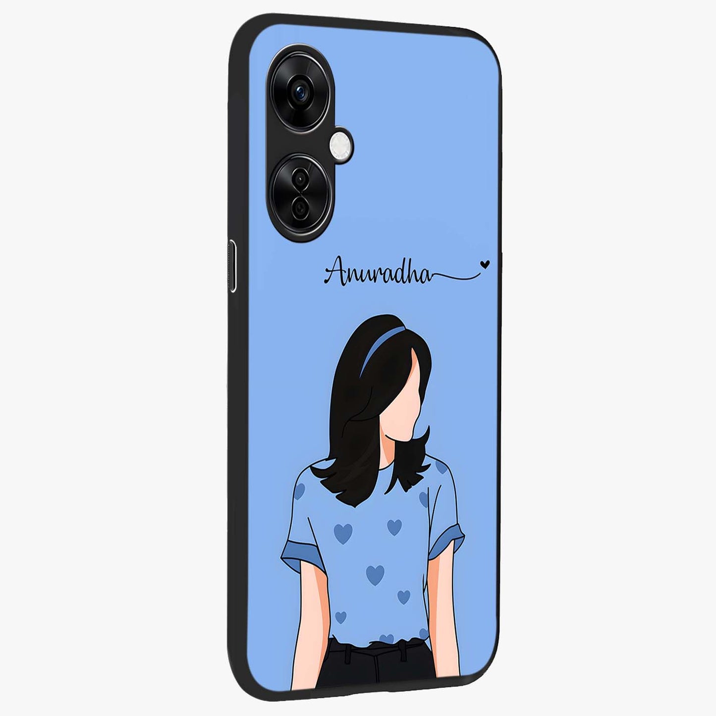 Soft Hearts Girl Custom Name Glass Case for OnePlus Nord CE 3 |1+Nord CE 3
