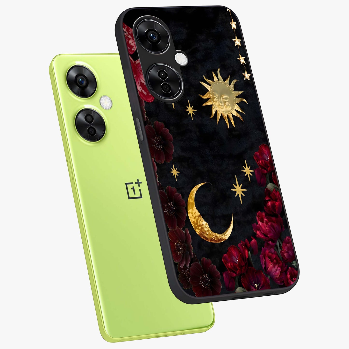 Sun Moon Flowers Glass Case for OnePlus Nord CE 3 Lite |1+Nord CE 3 Lite