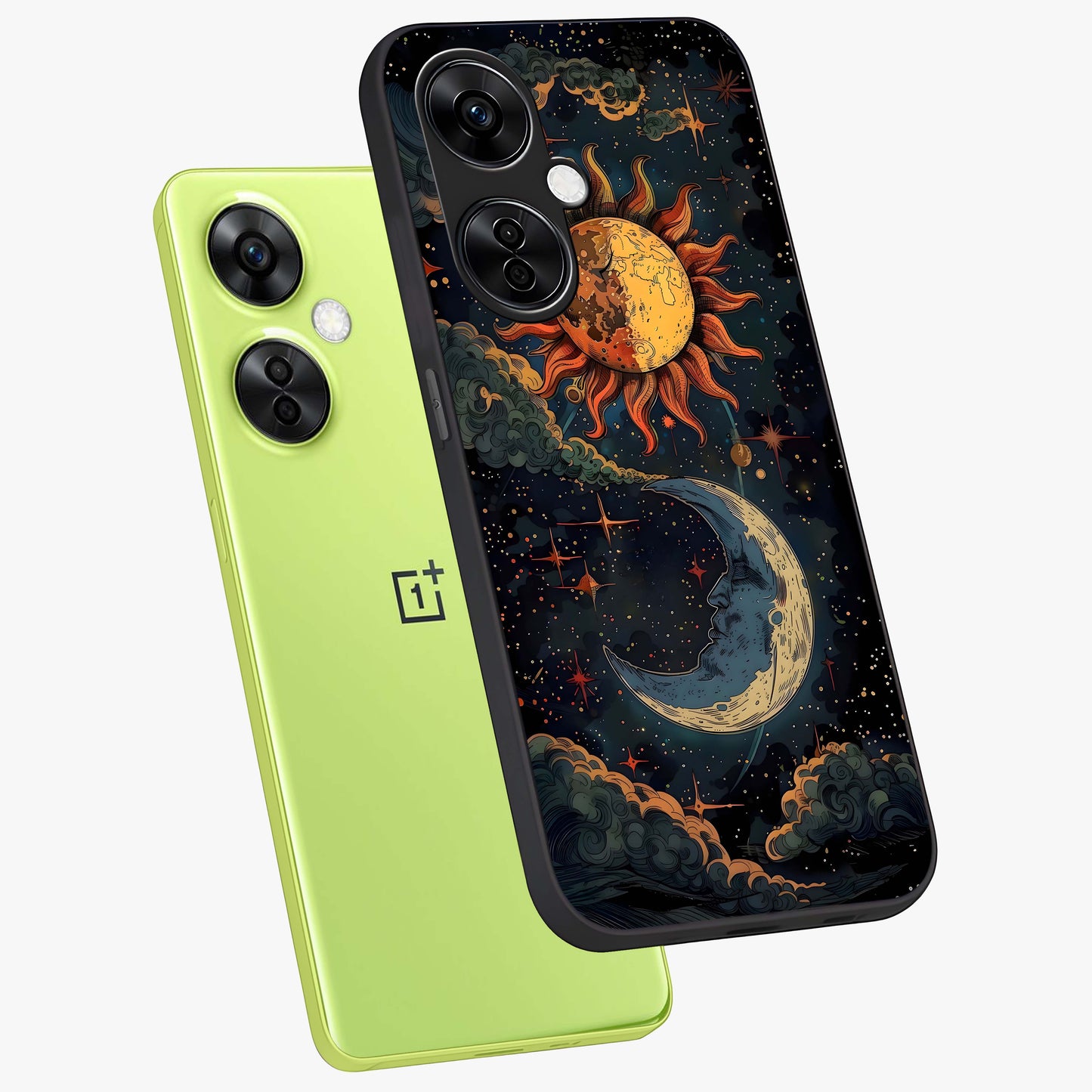 Sun and Moon Magic Design  Glass Case for OnePlus Nord CE 3 Lite |1+Nord CE 3 Lite